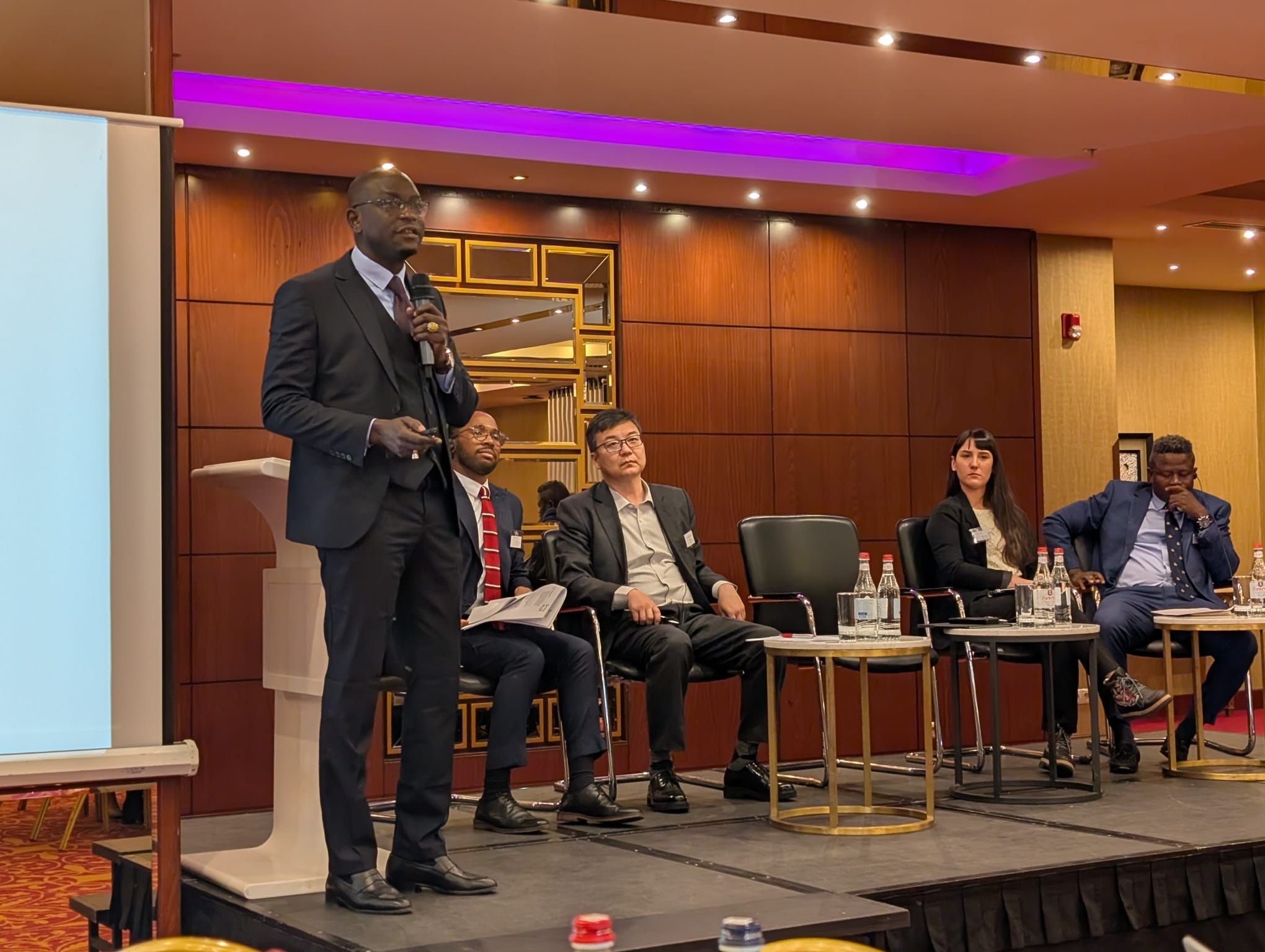 5. Thialy Faye, Chair of Senegal's EITI multi-stakeholder group, presents at the Opening Extractives Global Peer Learning Exchange in Armenia in 2025.