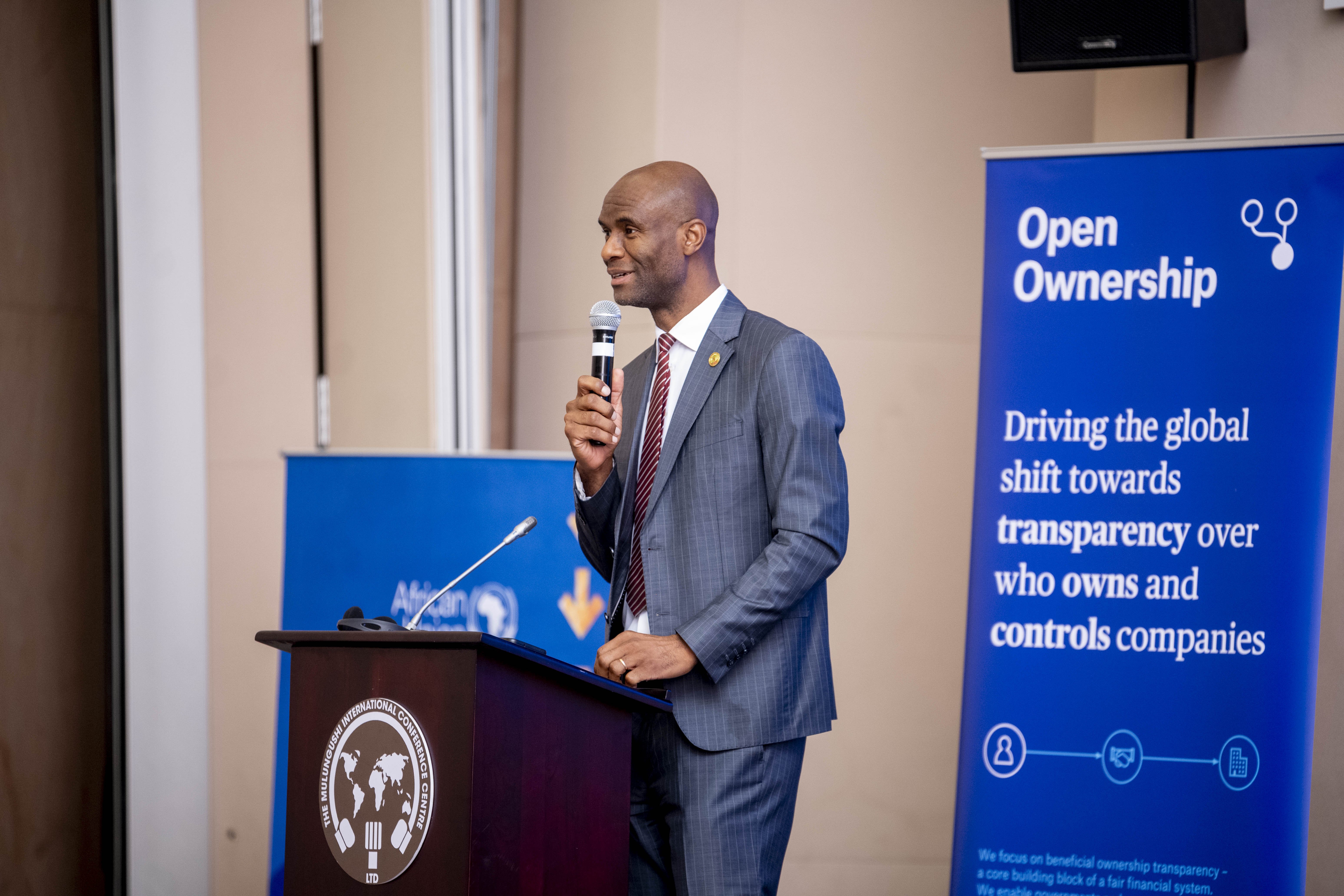 Dr Patrick Ndzana Olomo, Acting Director of Economic Development, Integration and Trade at the AU, speaking at the event