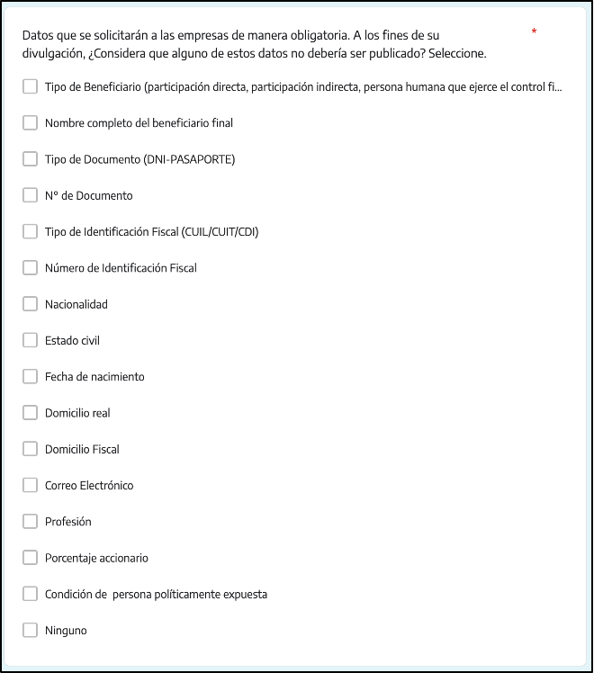 Datos que se solicitarán a las empresas de manera obligatoria.