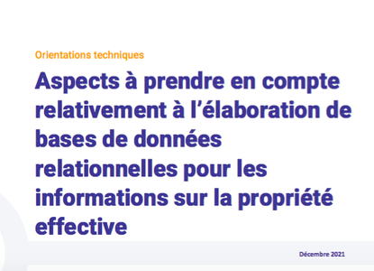 Aspects à prendre en compte relativement à l’élaboration de bases de données relationnelles pour les informations sur la propriété effective